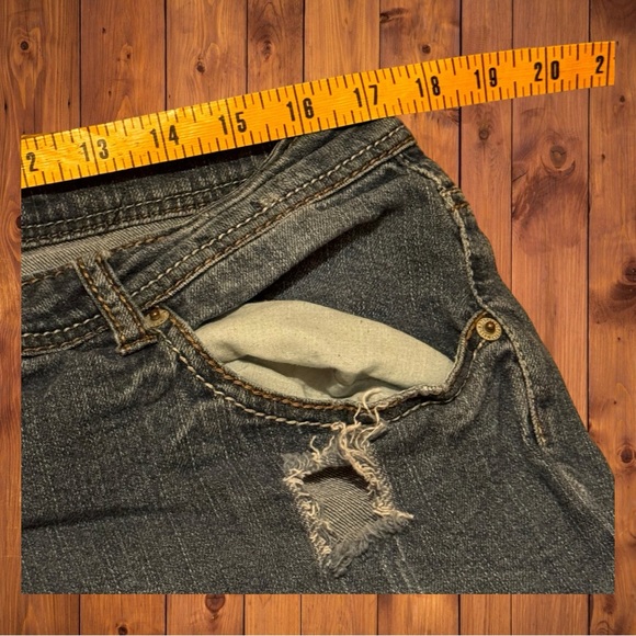 Mossimo Vintage Navy Blue Dark Wash Jeans Worn Holy Rock Emo Plus Size Denim - Picture 4 of 6